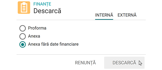 Descărcare anexe fără sume a proformelor 4