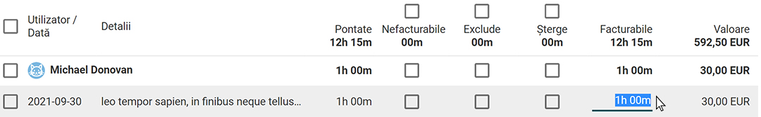 Modificarea orelor pontate într-un flux 2