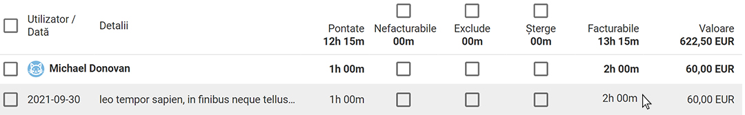Modificarea orelor pontate într-un flux 3