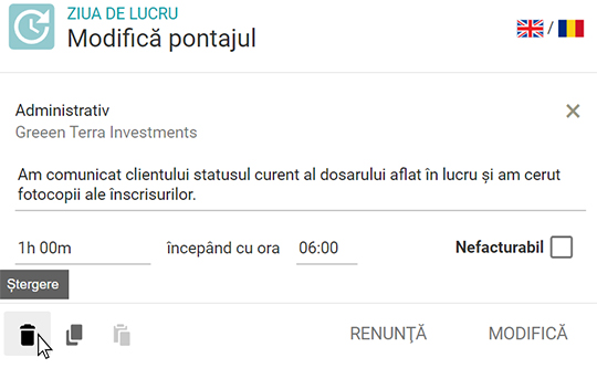 Ștergerea unui pontaj propriu 3
